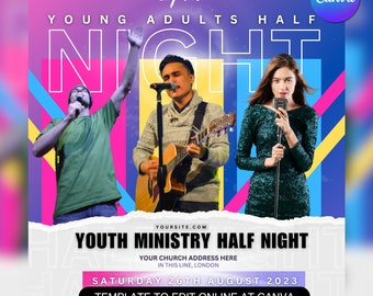 Church Flyer Template For Canva & Photoshop. DIY Church Conference Flyer, Church Service Flyer, Poster, Social Media, Instagram, Facebook