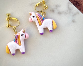 Kids clip on earrings | girls birthday gift | unicorn clip-ons | earrings no piercing | girls earrings | pink earrings