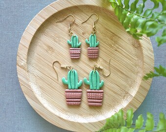 Mommy and me earrings | Cactus plant earrings | Matching set earrings | clip on earrings | girls earrings | Green plant dangles