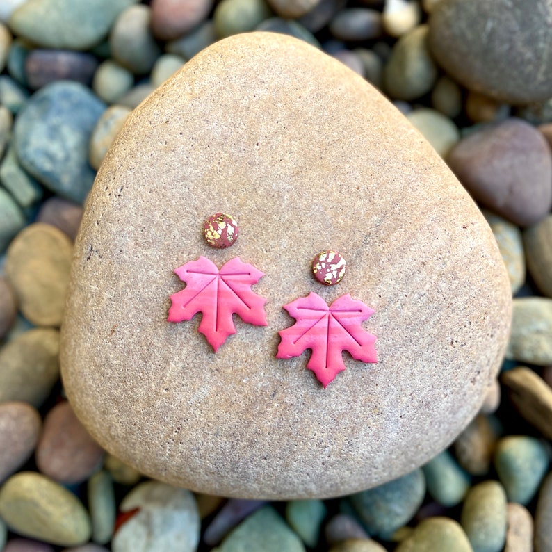 Autumn leaves earrings maple leaf earrings fall earrings autumn accessory lover Canada maple leaf earrings no piercing image 1