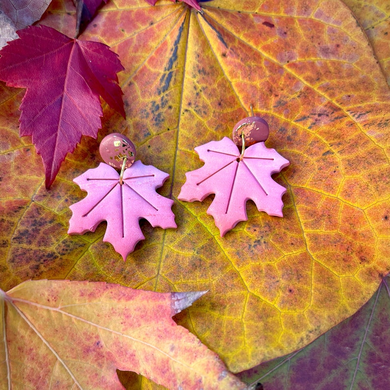 Autumn leaves earrings maple leaf earrings fall earrings autumn accessory lover Canada maple leaf earrings no piercing image 3