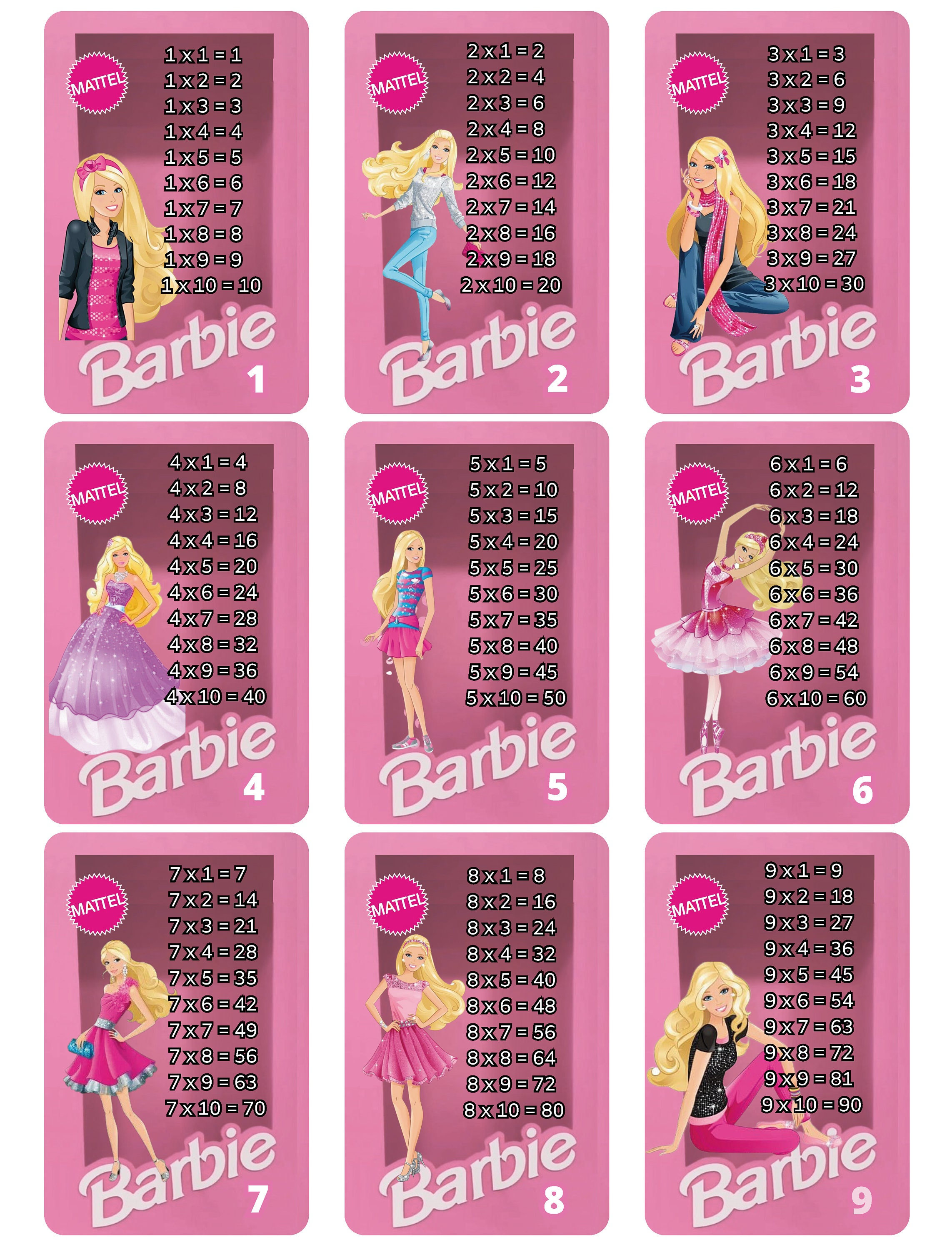 Barbie llavero tablas de multiplicar Didacticas Montessori Etsy México