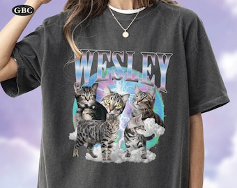 Custom Vintage Pet Shirt, Custom Dog Shirt, Dog Personalize Retro 90s Tee, Custom Cat Shirt, Custom Pet Shirt Comfort Colors Bootleg Tshirt