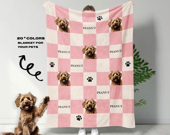 Pet Blanket Custom Pet Blanket Dog Photo Blanket Personalized Dog Blanket Puppy Blanket Custom Cat Dog Gift Puppy Gift Checkered Blanket