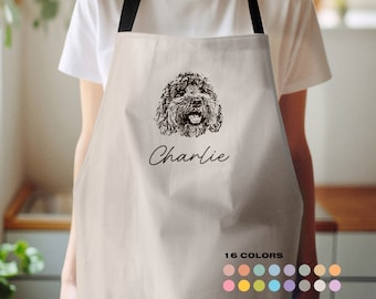 Custom Pet Apron With Dog Portrait, Personalized Dog Apron, Customized Funny Dog Face Apron, Custom Kitchen Apron for Cat, Cooking Gift Pet