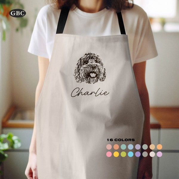 Custom Pet Apron With Dog Portrait, Personalized Dog Apron, Customized Funny Dog Face Apron, Custom Kitchen Apron for Cat, Cooking Gift Pet