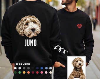 Custom Pet Sweater with Pet Photo and Name, Custom Pet Hoodie, Personalized Dog Hoodie, Dog Portrait Sweater, Custom Dog Sweatshirt Dog Face