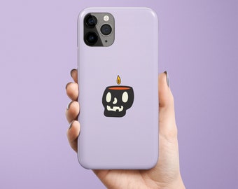 Halloween Skull Phone Case, Cute Spooky Skull Candle Art for iPhone 14 Pro Max 11 12 13 X XR 8 Plus Samsung Galaxy S21, S22, S23 Plus Ultra
