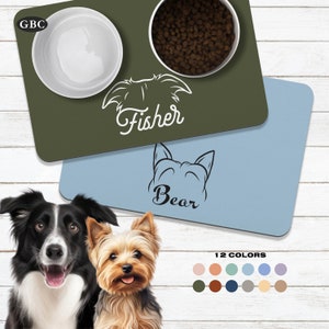 Custom Dog Ears Bowl Mat, Personalized Pet Placemat, Custom Pet Mat for Food Water Bowl, Dog Mat, Custom Dog Cat Feeding Mat Puppy Gift Cat