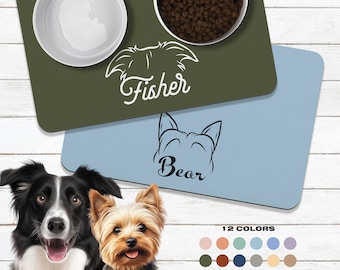Custom Dog Ears Bowl Mat, Personalized Pet Placemat, Custom Pet Mat for Food Water Bowl, Dog Mat, Custom Dog Cat Feeding Mat Puppy Gift Cat