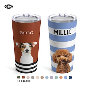 Custom Pet Portrait Tumbler Mug, Custom Photo Tumbler, Custom Dog Tumbler, Personalized Dog Cup, Custom Cat Tumbler, Pet Travel Mug Dog Mom