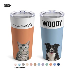 Custom Pet Portrait Tumbler Mug Pet Photo + Name, Custom Dog Tumbler, Personalized Dog Cup, Custom Cat Tumbler, Pet Travel Mug, Dog Mom Gift