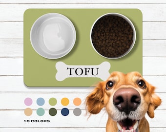 Custom Dog Bowl Mat,Personalized Dog Feeding Mat, Custom Pet Mat for Food Water Bowl, Dog Mat, Cat Mat, Custom Placemat Puppy Gifts Dog Dad