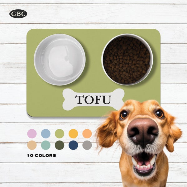 Custom Dog Bowl Mat,Personalized Dog Feeding Mat, Custom Pet Mat for Food Water Bowl, Dog Mat, Cat Mat, Custom Placemat Puppy Gifts Dog Dad