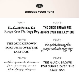 Op de afbeelding: Zes verschillende lettertypen worden weergegeven op een witte achtergrond. Elk lettertype toont de zin "The Quick Brown Fox Jumps Over The Lazy Dog" in zwarte tekst.