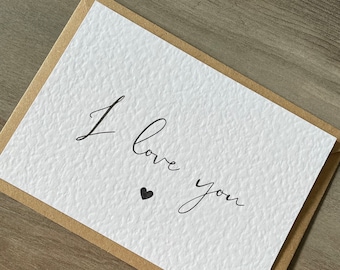 I love you more card, Simple note card, Postcard style note card