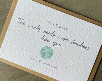 Thank You Teacher card, Simple note card, Postcard style note card