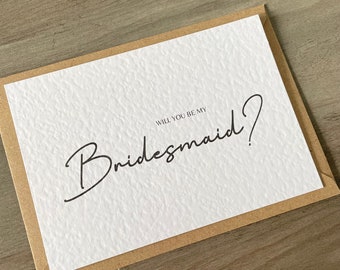 Will you be my Bridesmaid note card, Wedding note card, Simple note card, Postcard style