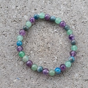 Weight Loss: Amethyst, Apatite, Aventurine - Crystal Stretch Bracelet -Natural Stone- Healthy Eating, Motivation, Overindulgence, Addiction