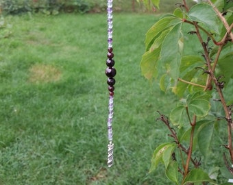 ADN et sang : fluorite, améthyste, grenat - breloque à suspendre - décoration d'intérieur en cristal - cicatrisation cellulaire, système immunitaire, régénération et réparation