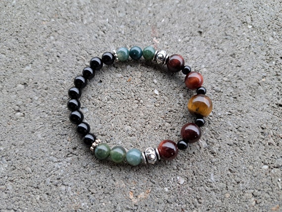 Tiger Eye, Jasper, Onyx - Crystal Stretch Bracelet - Natural  display picture 1