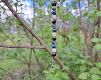 Clé de l'imagination : améthyste, lapis-lazuli, kunzite, grenat - Pendentif en cristal - Décoration d'intérieur - Visualisation, inspiration, créativité