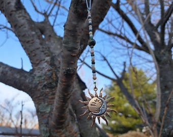 Sun, Moon, Earth: Sunstone, Moonstone, Jasper -Hanging Charm- Crystal Home Décor - Connection,  Transformation, Joy for Life, Creation