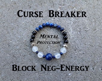 Lapis lazuli, sélénite, tourmaline - Bracelet extensible en cristal - Pierre naturelle - Guérison mentale, protection de la pensée, blocage des attaques psychiques