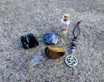Mental Healing: Crystal Intention Set - Natural Stones - Changing Patterns, Self-Acceptance, Self-Control, Strength