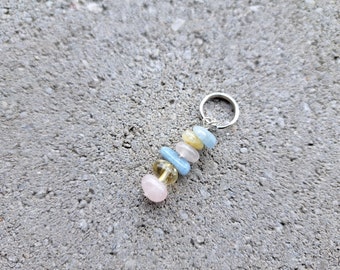 Rose Quartz, Citrine, Aquamarine - Crystal Clip-On - Natural Stone - Personal Power, Creativity, Success