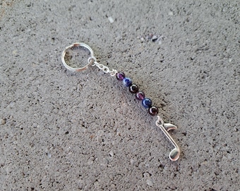 Inspiration : grenat, lapis-lazuli, améthyste - porte-clés en cristal de guérison - pierre naturelle - imagination, visualisation, créativité