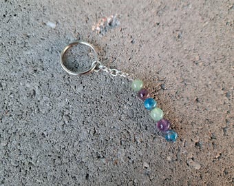Weight Loss: Apatite, Amethyst, Aventurine - Crystal Bead Keychain - Natural Stone - Healthy Eating, Self-Control, Positive Self-Talk