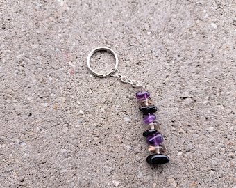 Protection : tourmaline, quartz fumé, améthyste - Porte-clés en cristal - Nettoyage énergétique et bouclier d'aura - Sécurité paranormale - Blocage de l'énergie négative