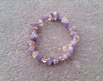 Esprit supérieur : améthyste, citrine, tanzanite - Bracelet extensible avec éclats de cristal - Pierre naturelle - Chakra de la couronne, altération de la conscience, énergie divine