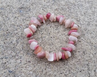 Émancipation personnelle : pierre de soleil, rhodonite, morganite - Bracelet extensible avec éclats de cristal - Surmontez la codépendance, force émotionnelle, guérison de l'âme