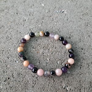 Protection: Tourmaline, Fluorite, Opal - Crystal Stretch Bracelet - Natural Stone - Aura Shield, Deflect Unwanted Energy, Spiritual Journey