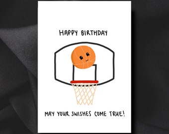 Happy Birthday. May your swishes come true! | Handmade | Greeting Card | Birthday Card | Punny Cute | Basketball