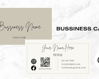Editable Business Card Template With QR Code, Printable Business Card