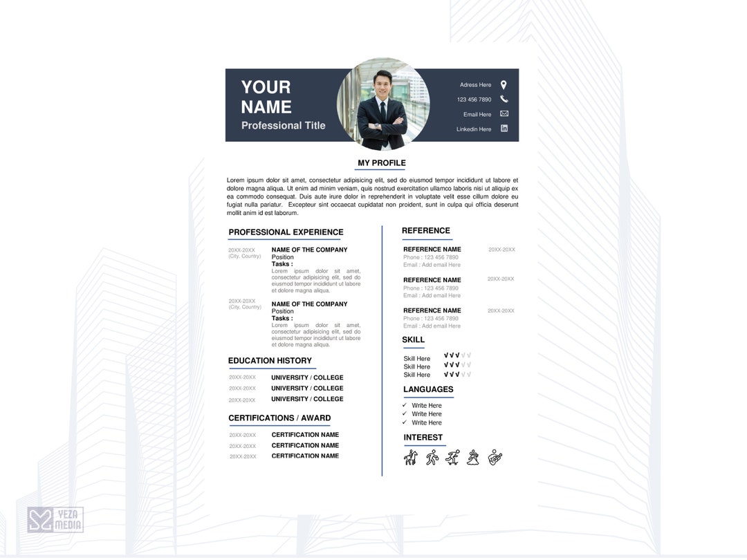 Modern Resume Template for Microsoft Word Pages With Photo Image ...