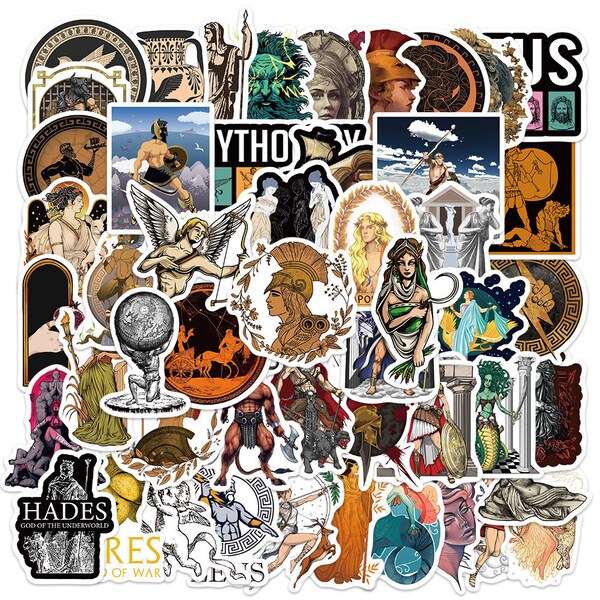 50 Greek Mythology Stickers Sheet For Laptop/WaterBottle/Kindle/SkateBoard/Luggage/NoteBook WaterProof Vinyl Sticker