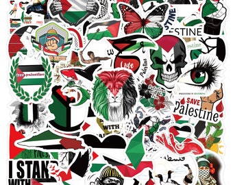 100 Palestine Stickers Sheet For Laptop/WaterBottle/Kindle/SkateBoard/Luggage/NoteBook WaterProof Vinyl Sticker