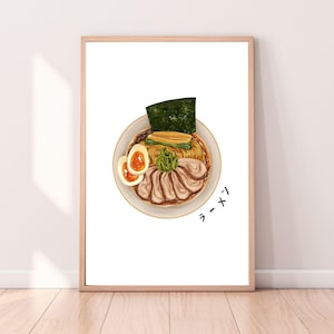 Ramen Print Noodles Illustration Printable Kitchen Poster Japanese Food Ramen Poster Printable Ramen Modern Kitchen Art Food Wall Art
