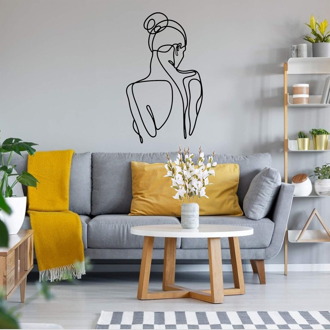 Woman Metal Wall Art Bathroom Wall Decor Metal Line Art Etsy