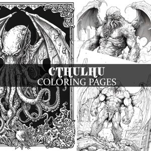 20 Cthulhu Malseiten - Malseiten für Erwachsene, Graustufen, sofortiger Download, hochauflösendes Cosmic Horror Colring Book