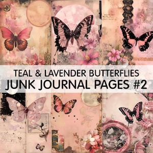 63 Pastell Rosa Schmetterling Junk Journal Papiere, Junk Journal Zubehör, Junk Journal Kits, Junk Journal Junk Journal, Ephemera Schmetterlinge, Junk Journal