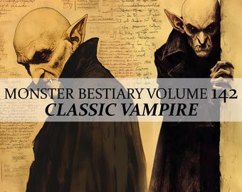 9 Page Monster Bestiary Chapter 142, Ancient Vampire Codex, 9 JPG Classic Vampire Bestiary Fantasy Codex Junk Journal Fantasy LARP