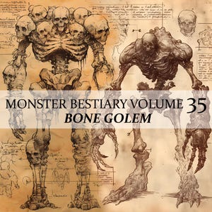 9-sidigt monsterbestiarium kapitel 35, monsterencyklopedin vol 35, 9 JPG Bengolembestiarium fantasykodex skräpjournal LARP-rekvisita