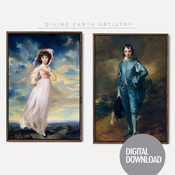 Pinkie and The Blue Boy, Classic Art, Wall Art, Beautiful Ambiance, 2 Classic Portrait Images, Bonus Image Included, Digital Downloads
