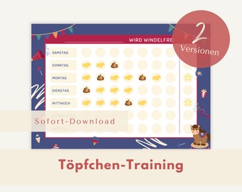 Potty training reward chart | diaper-free with stickers | becoming dry | Montessori toilet planner | PDF | Download | Printable