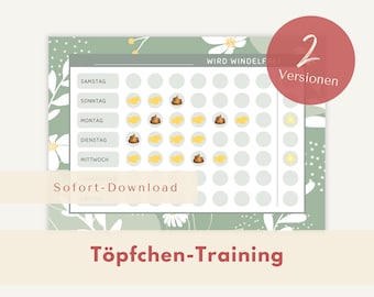 Potty Training Reward Chart | Diaper-Free with Stickers | Getting Dry | Montessori Toilet Planner | PDF | Download | Printable